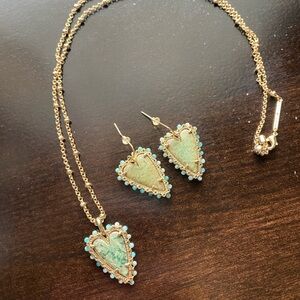 Kendra Scott Gold and Turquoise Heart Necklace Set